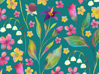 Floral meadow floral illustration pattern