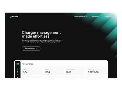 Exicom: ChargeX landing Page analytics charging clean cloud dark ui dashboard data electric ev fintech information interaction landing page minimal motion saas scroll software tesla ui