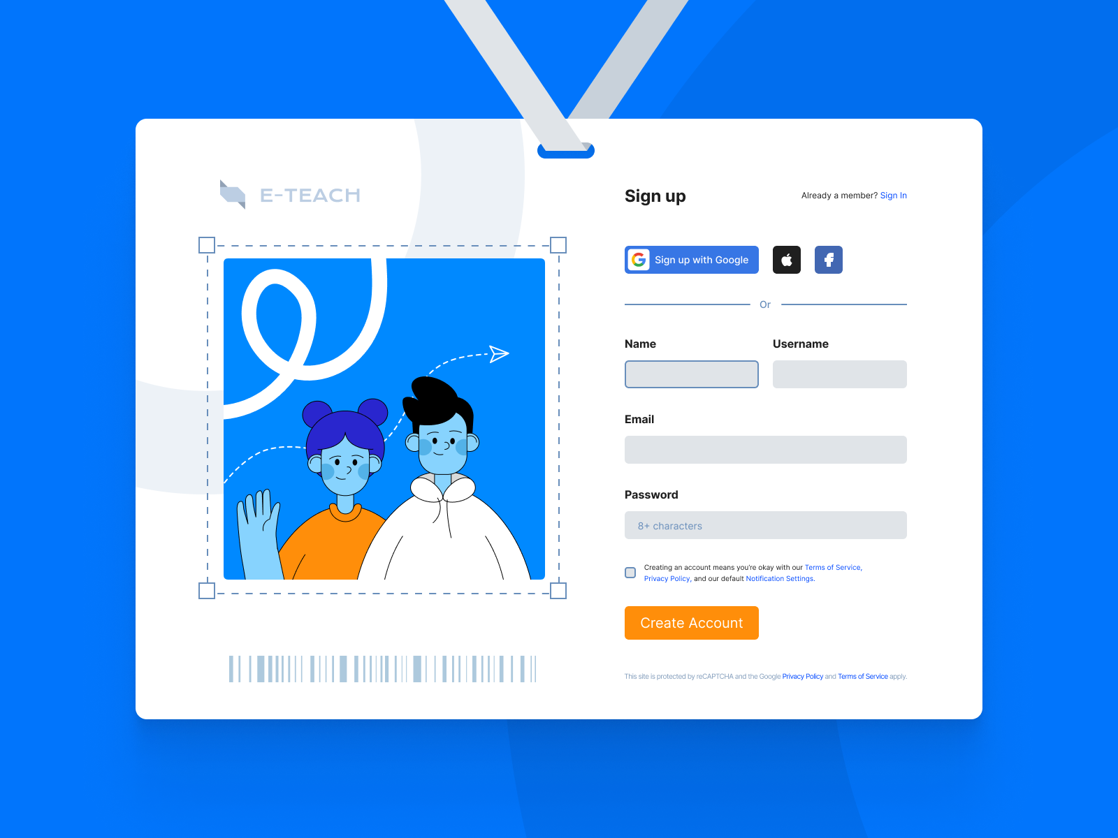 Sign Up Window on the E-learning platform figma learning login login page modal registration sign up signup ui web design