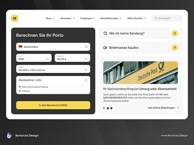 Deutsche Post | Homepage Redesign app design ecommerce fresh germany homepage identity landing page minimal modern postal website search package shipping shop store typography ui ux web yellow