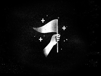 Leadership black and white discover explore flag hand illustration lead leadership overcome pennant stars texture win