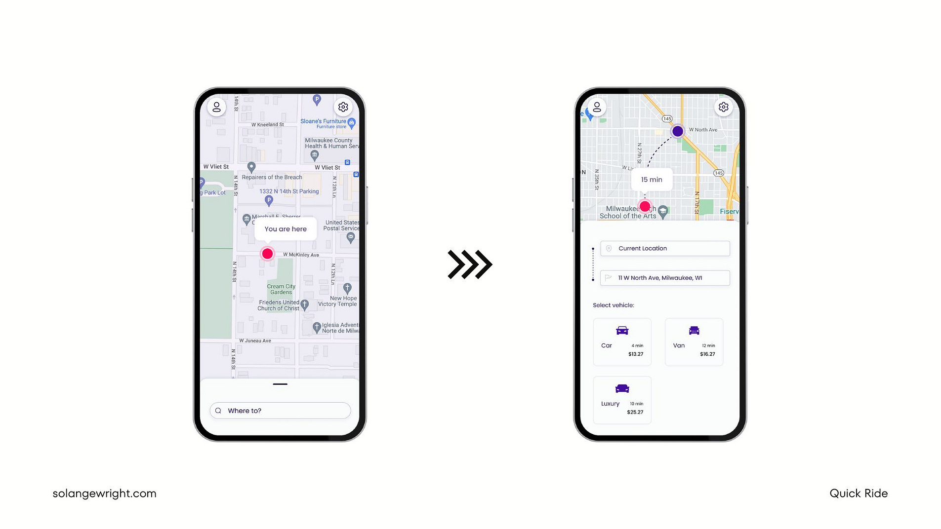 Quick Ride Ride Sharing App UI Design by Solange Wright on Dribbble