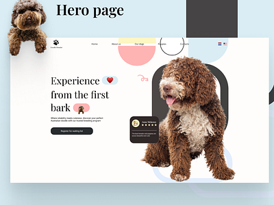 Dog Breeder Hero Page dog breeder dogs figma hero page labradoodle pet shop petbreeder puppy uiux webdesign