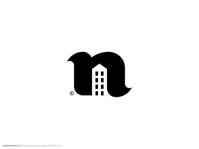 Lettermark n | Logo Design black and white house letter design letter n lettermark logo negative space streets urban