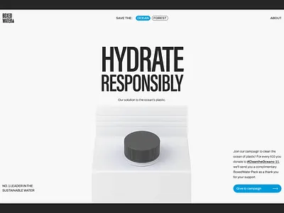 Boxed water is better campaign concept 3d design draft mockup design scroll typography ui web design