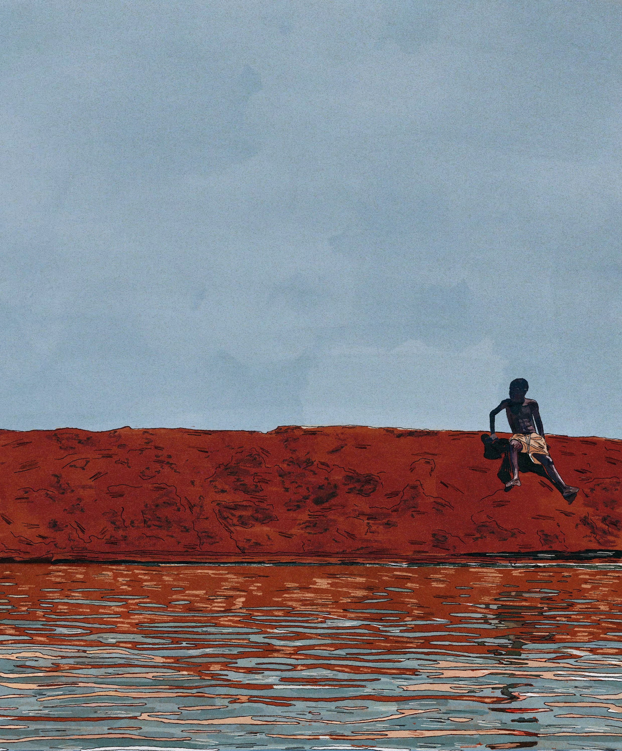 Sea Point blues 2d artwork character details illustration ocean procreate reflection surreal swimming texture tidal pool water