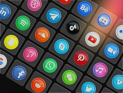 Social Media Icons | Figma File 3d branding dravyafolio graphic design logo ui vector