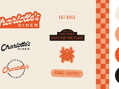 Restaurant Branding: Charlotte's Spider Themed Diner diner brand logos rebranding spooky