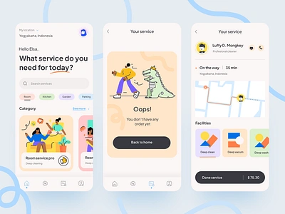 Cleaning Service Mobile Apps Design application apps cleaning apps design illustration mobile apps service apps ui ux vector