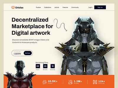 NFT Website Marketplace Landing Page 3d art blockchain crypto landing page marketplace monkey nft nft art nft marketplace web