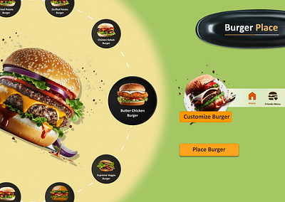 Burger place branding burger colors design dining dribbble figma food image landing menu order place prototype resturent ui web webdesign