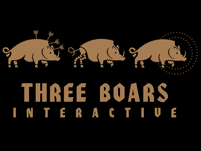 THREE BOARS INTERACTIVE boar brand identity branding concept design graphic design illustration logo typography vector