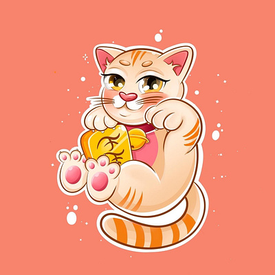 Maneki-Neko cat art artwork book illustration cat cute illustration illustraion illustrator maneki neko procreate