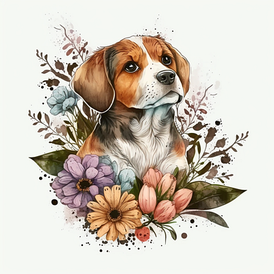Cute Puppy Watercolor iIlustration branding design graphic design illustration logo typography vector