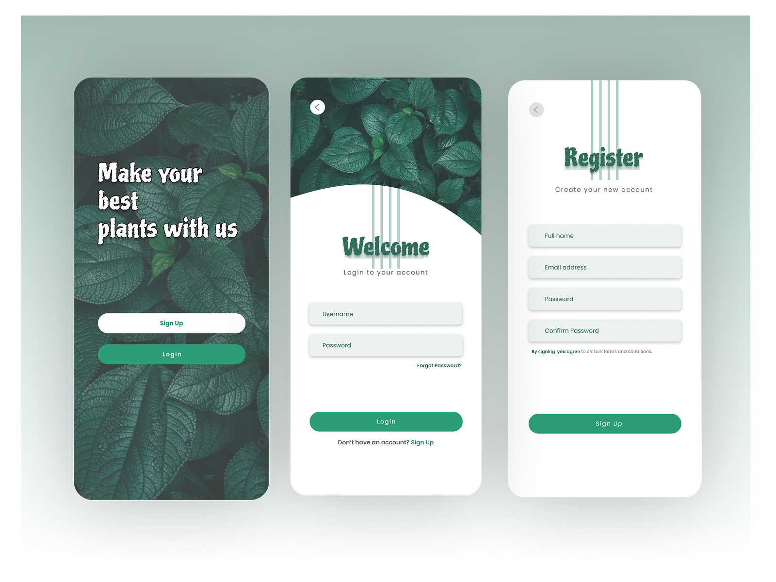 Plant App- Sign up/Login UI concept by Koushik Shahriar on Dribbble