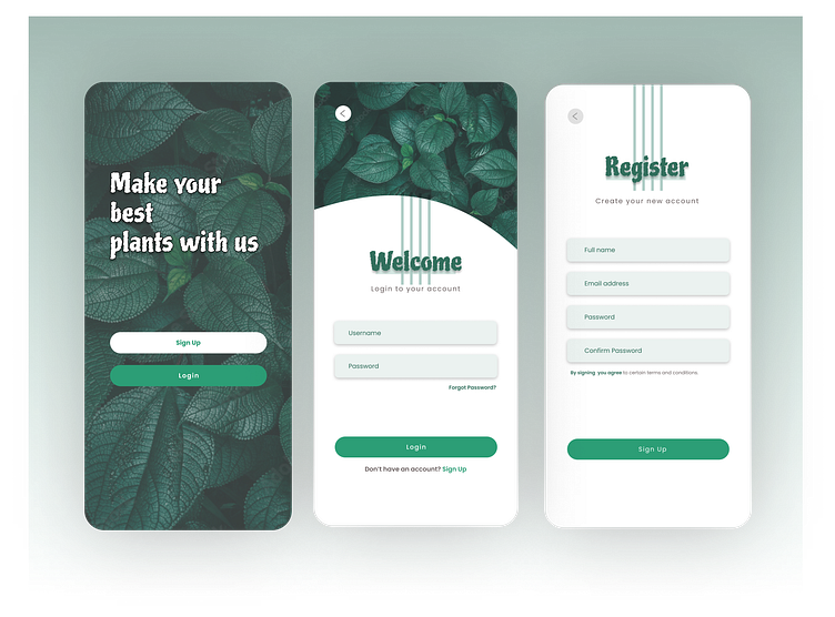 Plant App- Sign up/Login UI concept by Koushik Shahriar on Dribbble
