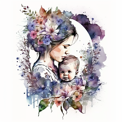 Mom with son colorful portrait illusrtration branding design graphic design illustration logo ui vector