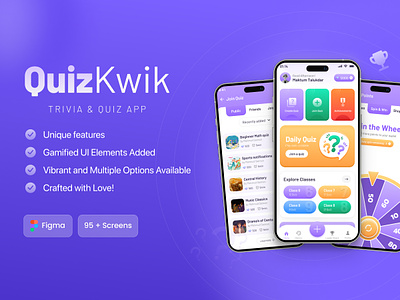 QuizKwik-Trivia & Quiz App app uikit app uiux game game app gamified leader leaderboard leaderbord platinum play and win quiz quiz app quizkwik silver spin and win tier trivia ui uikit uiux