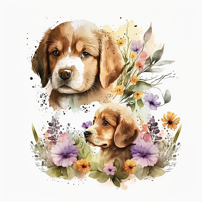 Cute Puppy Watercolor illustration branding design graphic design illustration logo typography vector