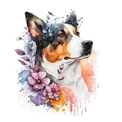 Dog Watercolor Portrait illustration branding design graphic design illustration logo typography ui ux vector