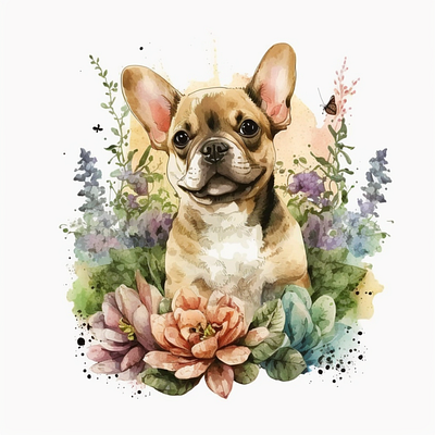 Cute Dog Watercolor Portrait illustration branding design graphic design illustration logo typography ui vector
