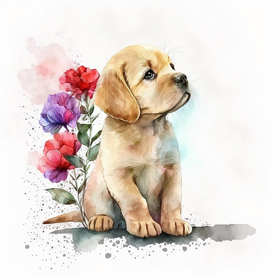 Puppy Watercolor illustration portrait branding design dog graphic design illustration logo vector