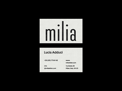 milia. Business card branding business card graphic design identity italy milan sewing studio typography