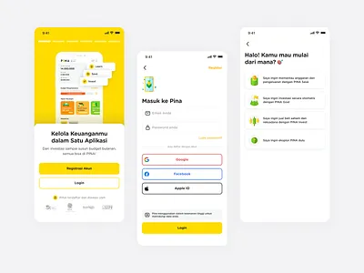 PINA - Onboarding All-in-One Financial Services design financial financial service fintech mobile app mobile app design product design startup ui ui ux ui design uidesign uiux user interface user interface design