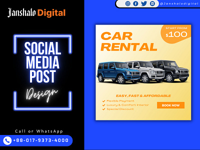 Car Rental Social Banner Design auto service automobile banner banners branding brouchure car car rental car rental banner design cars design facebook post design graphic design illustration linkedin banner post design poster poster design social media twitter poster design