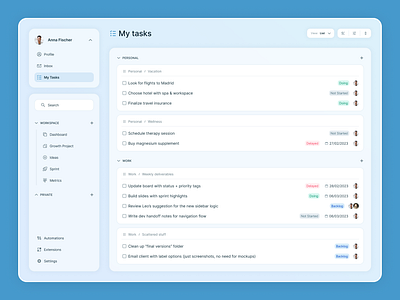 ✅ My Tasks: to-do list view design product ui ux