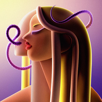 GAL VII 3d 3d character 3d illustration animation art direction blonde c4d cgi character design design digital art girl illustration motion graphics portrait purple snake