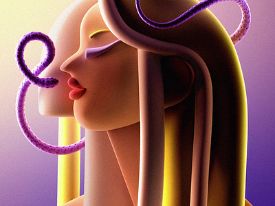 GAL VII 3d 3d character 3d illustration animation art direction blonde c4d cgi character design design digital art girl illustration motion graphics portrait purple snake