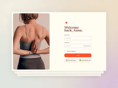 Login page celan get started log in login minimal orange page sign in sign up signup ui yoga