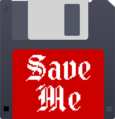 Save Me design floppy disk game illustration save