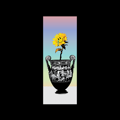 sunflower holographic illustration sunflower vase