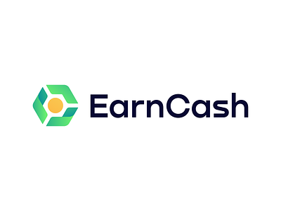 EarnCash - Logo Concept 4 arrow banknote brand branding cash coin connection crypto design finance fold hub identity logo logodesign mark market money succes symbol