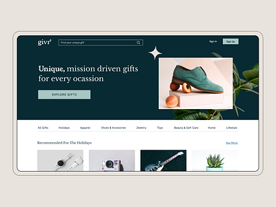 Givr UX/UI Design e commerce figma gift givr green illustration landing page line linear minimalistic pattern shop ui user experience ux vector website