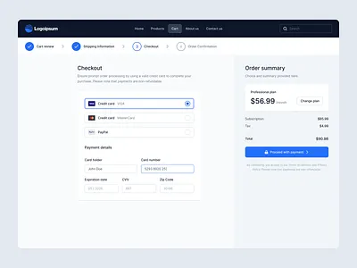 Daily UI - Checkout card card details cart checkout daily ui dashboard interface order payment payment method steps summary ui user interface ux web