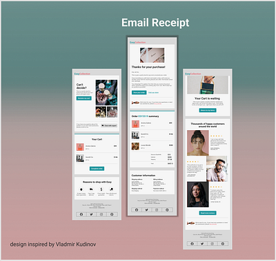 Email Receipt (inspired by one of Vladimir Kudinov's design) 3d animation app art branding dailyui design flat graphic design icon illustration illustrator logo minimal typography ui ux vector web website