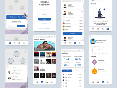 AR Piano Tutor Concept Application android ar cardboard design frontend ios mobile music piano student ui ux