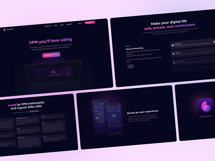ClearVPN: A Stunning Minimalistic and Modern Website Redesign by Анастасія  Будик for MacPaw on Dribbble