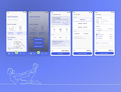 allwell - massage booking app app booking design interaction mobile product design ui