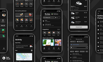 The re-designed Uber App android app branding darkmode ios mobility uber uberapp uberdesign ui design ux design video