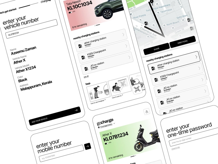ui screens - the ultimate app for all your electric vehicles app application figma graphic design illustration minimal product ui uiux ux xd