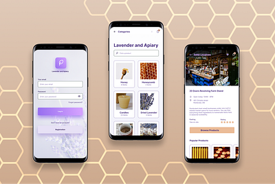 Lavendar and Apiary Shop App branding design graphic design mobile product design ui ux