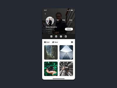 Daily UI #6 - User Profile daily dailyui dailyui 006 dailyuichallenge design ios minimal mobile apps mobile design mobile ui portofolio profile social media typography ui ui mobile user user profile ux