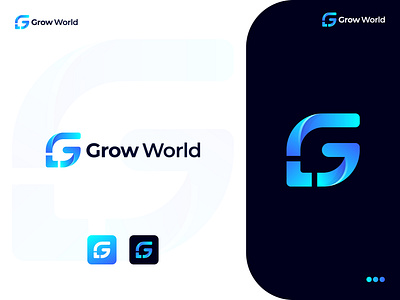 Grow World, (Letter G) Modern Logo Design Concept arrow logo branding business logo company logo design g letter mark g logo g logo mark g modern letter logo graphic design grow logo grow world logo logo logo brand logo design logo make logo maker marketing logo unique logo vector