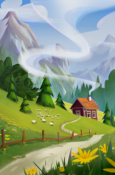 Pastoral landscape environment illustration illustrator landscape photoshop