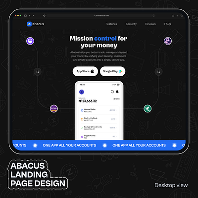 Abacus landing page design (Desktop) 3d animation app design fintech app fintech design fintech landing page fintech website graphic design interface design landing page logo motion graphics ui ui ux uidesign uiux user experience web website design