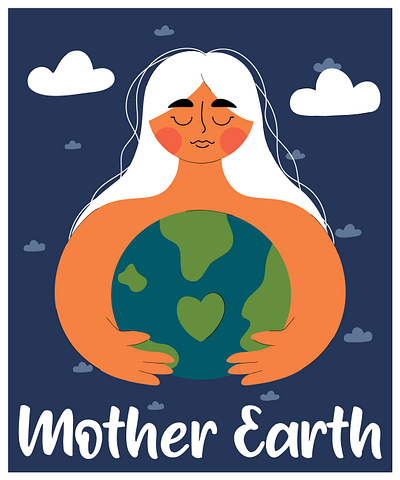 Mother Earth ♥ care character climate earth day ecology flat hope minimal nature planet positive protection vector zero waste